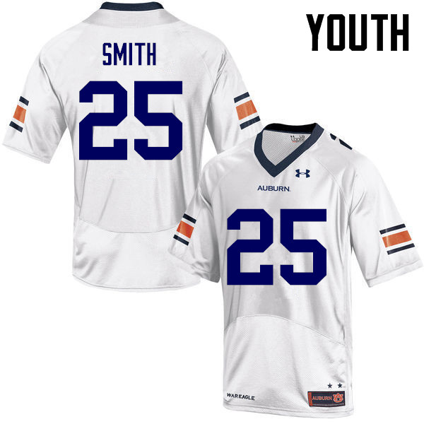 Youth Auburn Tigers #25 Jason Smith White College Stitched Football Jersey